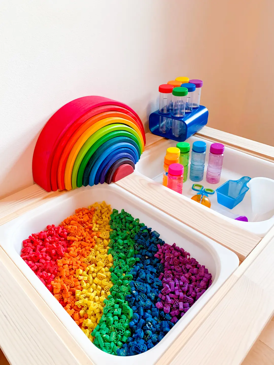 How To Dye Pasta with Paint for Sensory Play - DIY - Playgarden Online