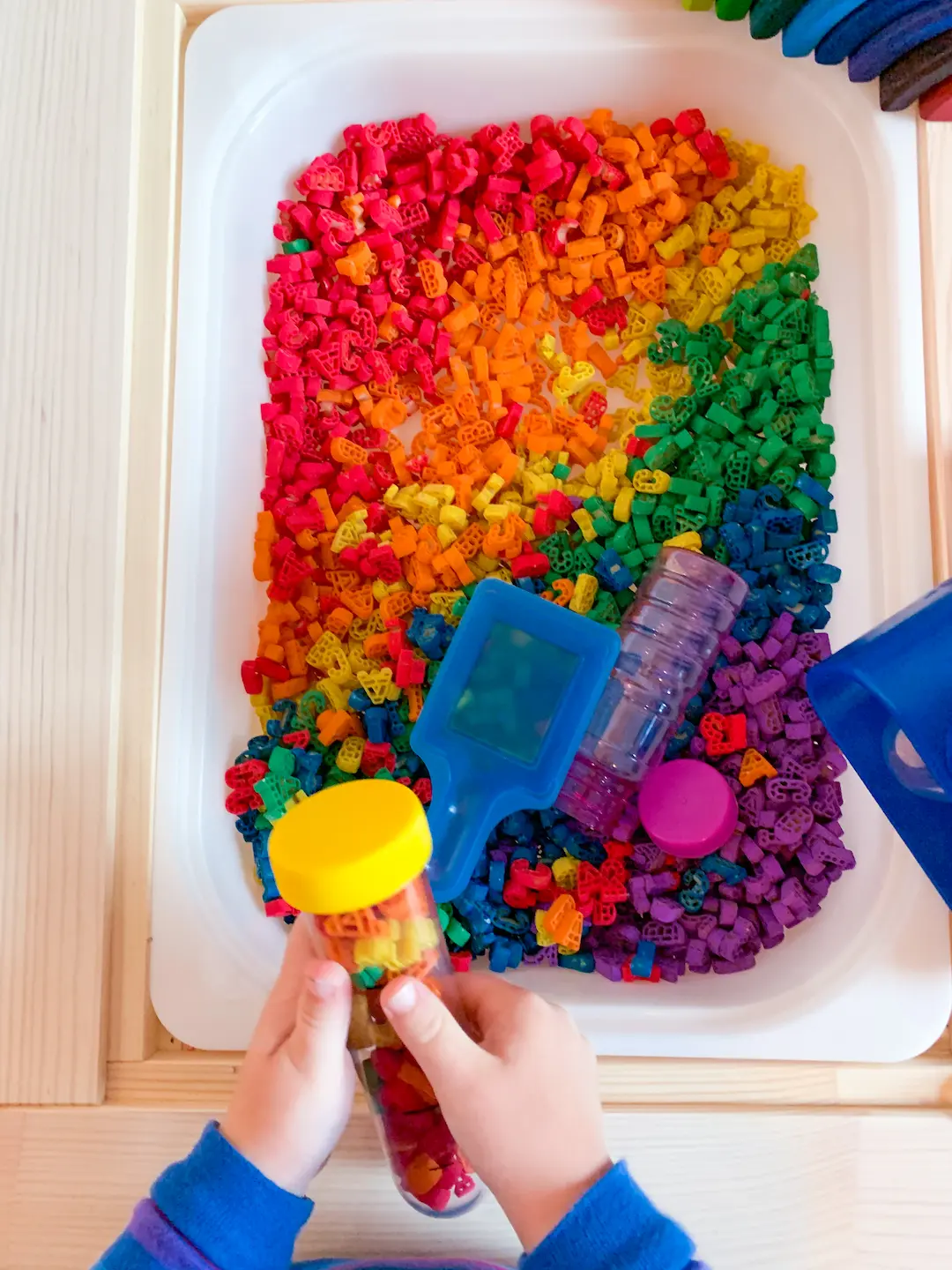 How To Dye Pasta with Paint for Sensory Play - DIY - Playgarden Online